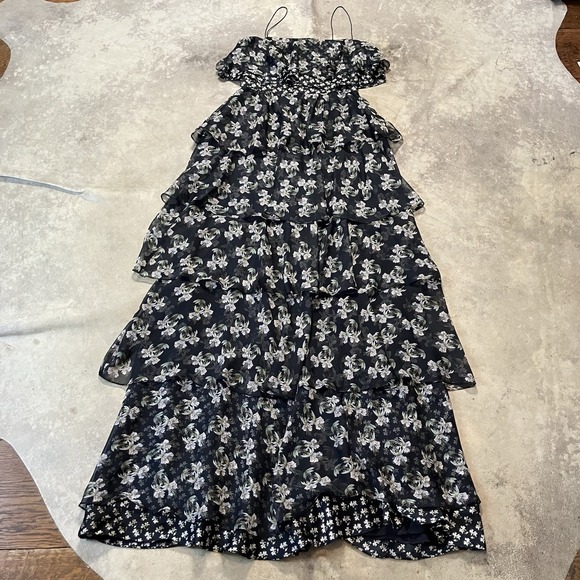 Jill Stuart Dresses & Skirts - Jill Jill Stuart Dress Womens Size 2 Black Floral Kiera Ruffle Gown Maxi Tiered